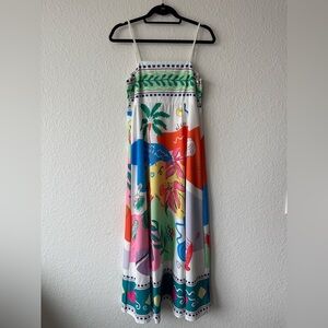 Colorful Tropical Print Maxi Dress